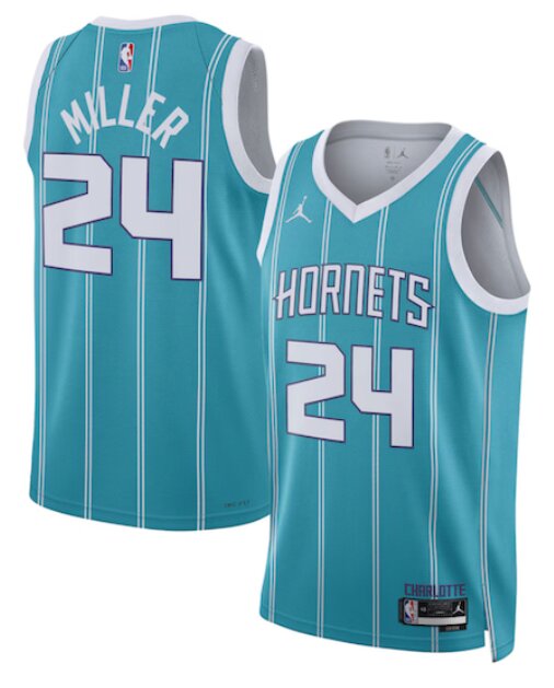 Men NBA Charlotte Hornets 24 Miller green 2024 jersey